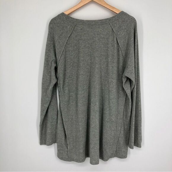 Wildfox‎ Shirt Womens XL Gray Long Sleeve V Neck Cozy Pieced - Picture 4 of 6